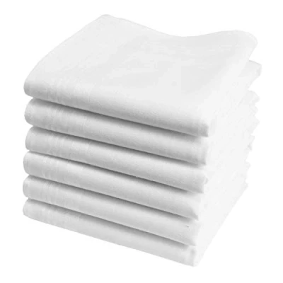 Afbeelding van Hankiss Witte Organische Stoffen Zakdoeken Snow model Klein Formaat 28cm 6 Stuks 100% GOTS Gecertificeerd Katoen