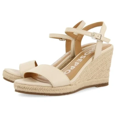 Afbeelding van GIOSEPPO ZHEPE Zwarte leren sandalen met jute wig voor dames, Ivoor, 41 EU