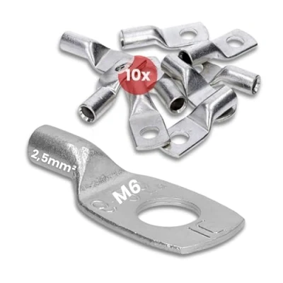 Afbeelding van 10 stuks Kalitec HR2 6 standaard buiskabelschoenen 2,5 mm² M6 I zonder kijkgat Made in Germany