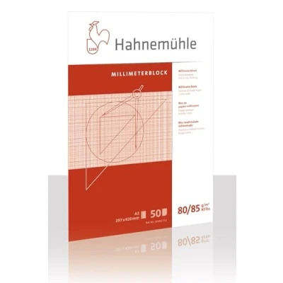 Afbeelding van HAHNEMÜHLE 10662711 millimeter blok 50 vellen, A3, 80 g/m2