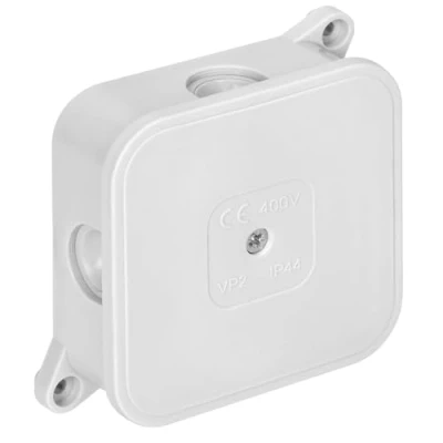 Afbeelding van Miratic Opbouw Kabel Aftakdoos IP44 Cable Box 4 Rubberen Wartels Electronics 85x85x35mm Kabeldoos (Wit)