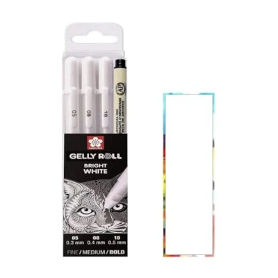 Afbeelding van SAKURA Gelly Roll White, Bright White stiften in etui, mix size 05/08/10 en 1 markering 005