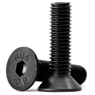 Afbeelding van (30 stuks) M5 x 50 mm schroeven met verzonken kop binnenzeskant schroeven, 10,9 graden koolstofstaal, binnenzeskantschroeven, volledige schroefdraad, zwart