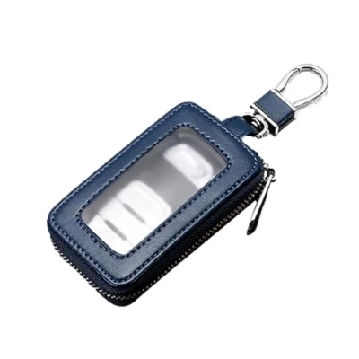 Afbeelding van Sleutelbeschermer, Autosleutelhoes, Sleutelhoesje Portemonnee Pouch Bag, Lederen Sleutelhoes, Slimme Sleutelhanger Munt Houder Metalen Haak &amp; Sleutelhanger, Rits Tas voor Auto