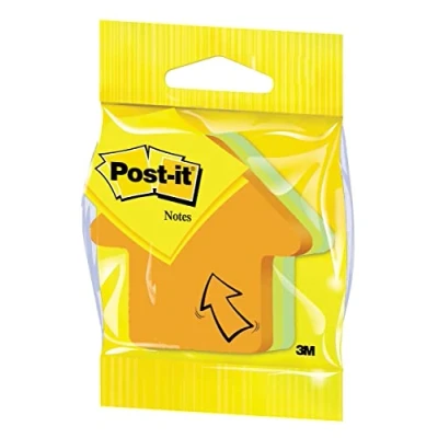 Afbeelding van Post it 2007A zelfklevende notitie kubus stansvormen, 70 x mm, pijl, driekleurig, 225 vellen andere vormen beschikbaar