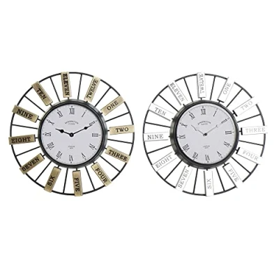 Afbeelding van Muurklok DKD Home Decor 40 x 6,4 cm Kristal Zilverkleurig Gouden Ijzer (2 Stuks)