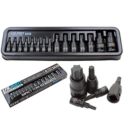Afbeelding van 15st Impact Torx Bit Socket Set 1/4 3/8 1/2 T6 T70 TRX Star US PRO Industriële