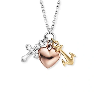 Afbeelding van Engelsrufer Damenkette Kette GLAUBE, Liebe &amp; Hoffnung 925ER SIL Ketting, Dames, Maat: One Size, Tricolor