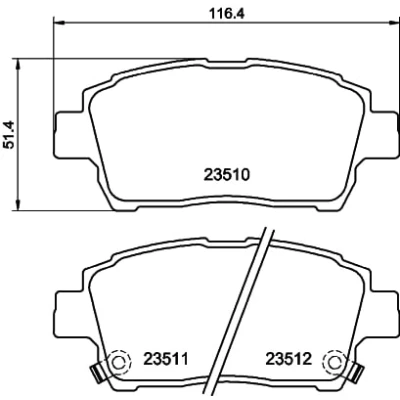 Afbeelding van HELLA 8DB 355 017 081 Remblokkenset Met akoestische slijtagewaarschuwing TOYOTA: Yaris I Hatchback, Corolla IX Prius II Liftback
