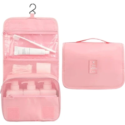 Afbeelding van Pazzo Goods toilettas Base met haak M Roze Reis Ophangbaar