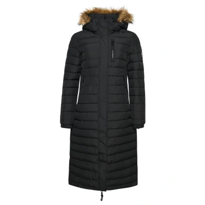 Afbeelding van Superdry Longline Puffer Winterjas, Dames, Maat: 36, Black