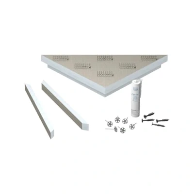 Afbeelding van LUX ELEMENTS hoek douchebank klaar om te betegelen 84,9 x 60 10cm I 3 zijdige hardschuim bank Voor de douche installatie in ﻿Zwevend