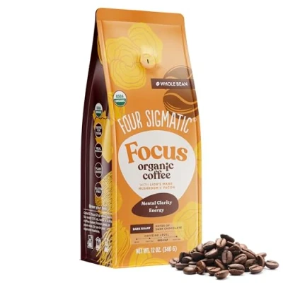 Afbeelding van Four Sigmatic Mushroom Coffee Latte Organic Instant Mix with Lion&#039;s Mane, Chaga Mushrooms &amp; Coconut Milk Powder Immune Energy Support Keto Dairy Free 10 Count