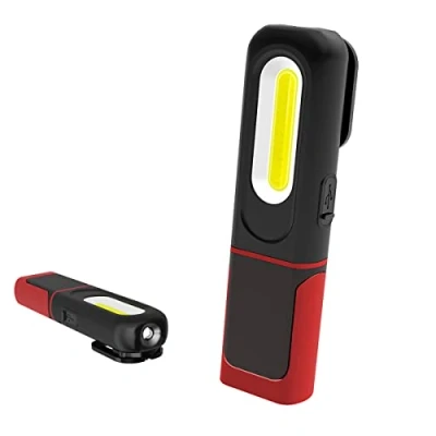 Afbeelding van AuRiver Led Werklamp met Zaklamp, 2 in 1 Inspectie Lichten 360 Rotatie Batterij Indicator, COB Inspectielamp Licht Magnetische Base en Haak voor Reparatie Garage Camping