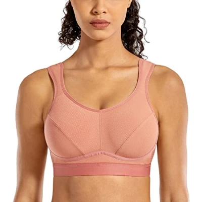 Afbeelding van SYROKAN High Impact Support Wirefree Bounce Control Plus maten Workout sportbeha Voor Dames zachte roos 80B