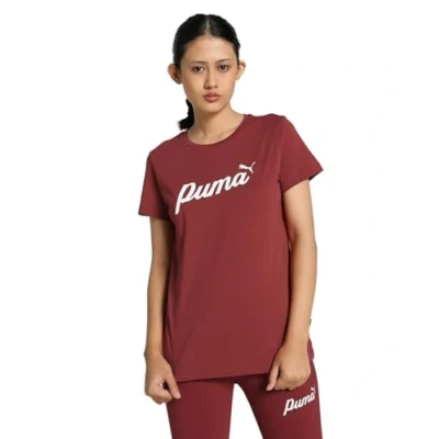 Afbeelding van Puma Script TEE Tshirt print, Dames, Maat: Small, Intense red