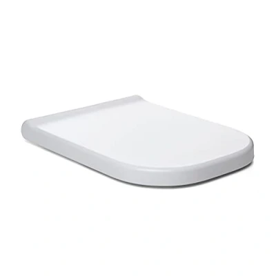 Afbeelding van TATAY Wc bril met gecontroleerd sluiten, licht vierkant, van antibacterieel PP, wit, glanzend, schokbestendig.