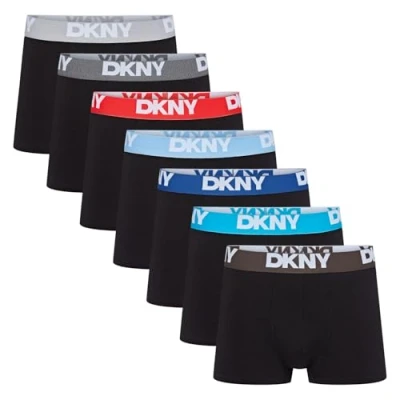 Afbeelding van DKNY Heren Boxers in zwart met merkband, superzachte en comfortabele katoenen stof, multipack van 7, Zwart, XL