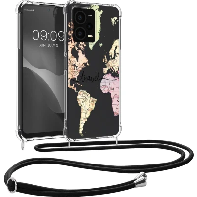 Afbeelding van kwmobile telefoonhoesje geschikt voor Xiaomi Redmi Note 12 Pro 5G Hoesje met telefoonkoord Back cover smartphone Case in zwart / meerkleurig transparant