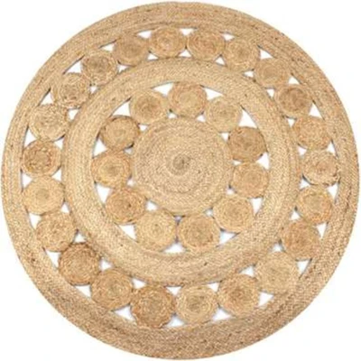 Afbeelding van Tapijt met ontwerp rond 120 cm gevlochten jute
