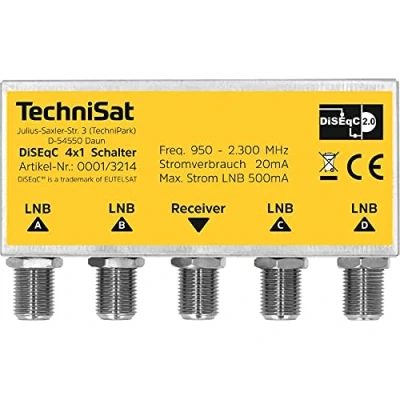Afbeelding van Technisat Diseqc 4X1 Schakelaar Geel/Zilver