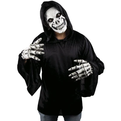 Afbeelding van Partychimp Gezichtsmasker Skelet Schedel Doodshoofd Halloween Masker voor bij Kostuum Volwassenen Latex Grijs One size