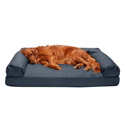 Afbeelding van Furhaven XL Orthopedisch hondenbed, gewatteerde bankstijl met afneembare wasbare hoes ijzergrijs, Jumbo (X Large)