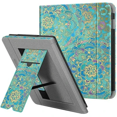 Afbeelding van Fintie hoes voor Kobo Libra H2O 7 inch eReader Premium PU Leather Stand Case Protective Cover met Card Slot, Handband en Slaap/Wek Functie, Shades of Blue