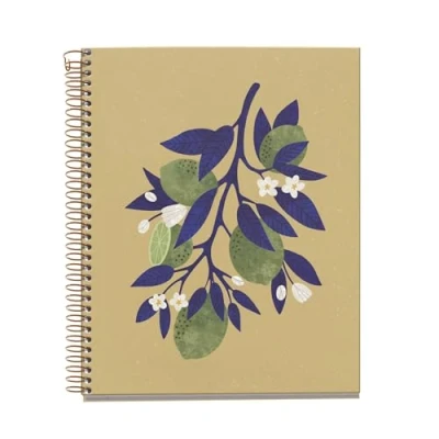 Afbeelding van Miquelrius Gerecycled notitieboek, A5, geruit 5 x mm, 120 vellen à 70 g/m², 4 gekleurde strepen, spiraalbinding, collectie Sweet Fruits, citroenboom