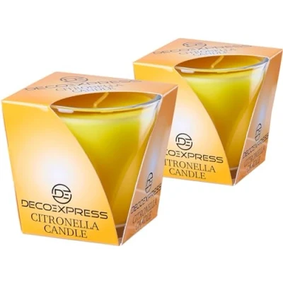 Afbeelding van Deco Express Citronella kaarsen, outdoor, geurkaarsen, set van 2 of 4 stuks, 30 uur brandduur (geel, verpakking 2)