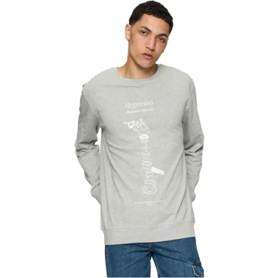 Afbeelding van Upscale by Mister Tee Depresso Crewneck Sweater, Heren, Maat: Medium, Grey