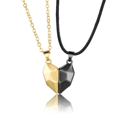 Afbeelding van Kasey Hartjes Ketting Magnetisch Vriendschap Cadeau Vriendschapsketting Voor 2 BFF Koppel Zwart/Goud