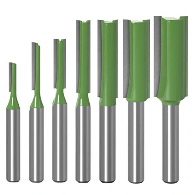 Afbeelding van WSOOX 6mm schacht rechte router bit set, 7 stuks frees, professionele enkele/dubbele fluit voor houtbewerking
