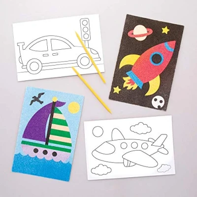 Afbeelding van Baker Ross zandschilderijen &quot;Transport&quot; (8 stuks) voor kinderen om te versieren en als decoratief idee