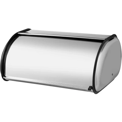 Afbeelding van KADAX broodtrommel is gemaakt van gepolijst roestvrij staal. met voorklep. Broodcontainer, broodopslag, broodtrommel, elegante (43x27x18cm)