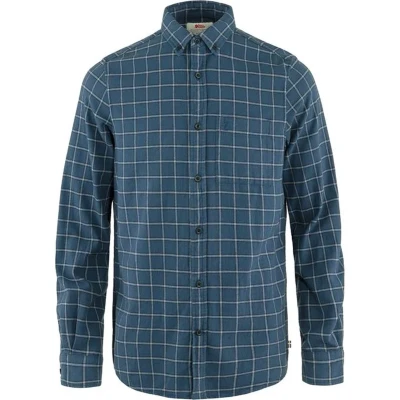 Afbeelding van FJALLRAVEN Övik Flannel Shirt Heren Blouse Indigo blue/Flint grey Maat L