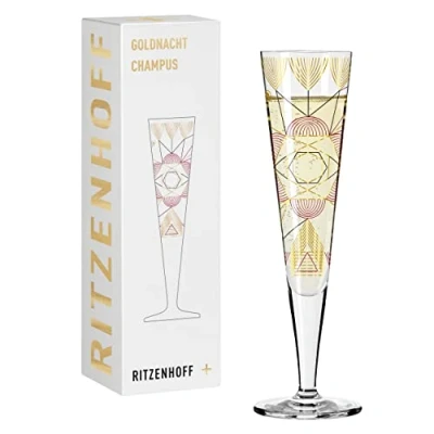 Afbeelding van Ritzenhoff 1071026 champagneglas, 200 ml, serie Goldnacht nr. 26, elegant designstuk met echt goud, Made in Germany