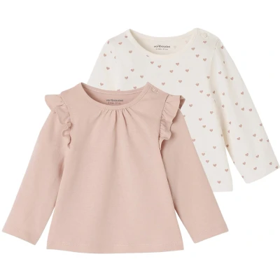 Afbeelding van Vertbaudet Set van 2 T shirts baby Basics met lange mouwen
