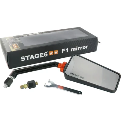 Afbeelding van spiegel Stage6 F1 Carbon (Mat) Rechts brommer scooter spiegels motor