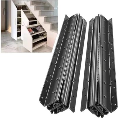 Afbeelding van AOLISHENG Onderste montage zware ladegeleiders onder trappen 600 1450 mm 120 kg draagvermogen zwart volledig uittrekbaar kogellager verborgen rails, 1 paar