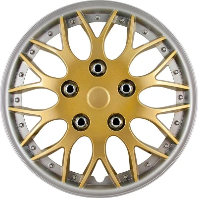 Afbeelding van AutoStyle 4 Delige Wieldoppenset Missouri 15 inch goud/zilveren rand