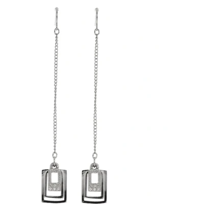 Afbeelding van Behave Oorbellen zilver kleur hangers rechthoek