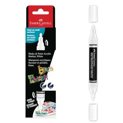 Afbeelding van 12x Acrylmarker Faber Castell Black Edition Shake Paint wit