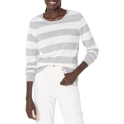 Afbeelding van Amazon Essentials Lichtgewicht Ronde hals Trui Lichtgrijs Heather/Witte Streep, XS