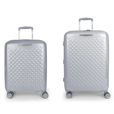 Afbeelding van Gabol Queens hardcase set koffers (cabine en middelgroot), uitbreidbaar met een capaciteit van maximaal 114,6 l, zilverkleurig