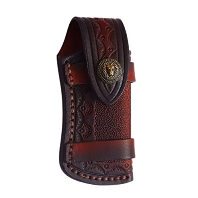 Afbeelding van mes Schede Lederen Zakmes Tas, Leren Tas voor Messen, EDC Riem Holster, van Toepassing op Opvouwbare Messen