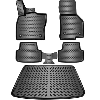 Afbeelding van ELMASLINE 3D rubberen matten &amp; kofferbakmatset voor VW Golf 7 Variant 2012 2021, hoge rand