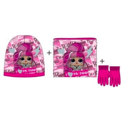 Afbeelding van LOL Surprise Winterset Muts / Sjaal Handschoenen Roos Multi 52 cm