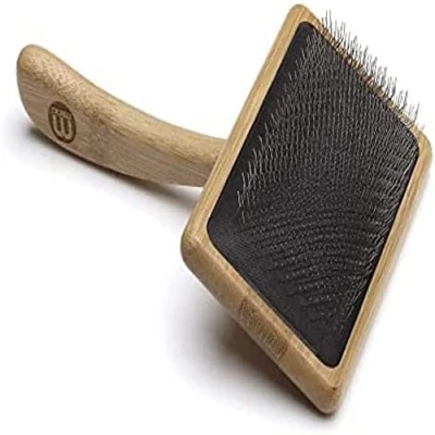 Afbeelding van Mikki Bamboe zachte pin gladde borstel voor hond, kat, puppy, medium, lange en krullende jassen, verwijdert knopen, klitten, dood haar, handgemaakt van natuurlijk bamboe, groot