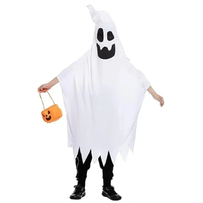 Afbeelding van Spooktacular Creations Spookkostuum met hoorn en pompoenemmer voor Halloween, griezelige truc of kinderhandel.